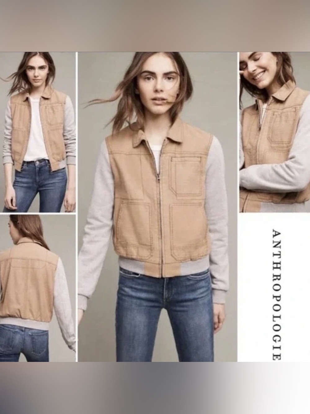 Anthropologie Hei Hei Excursion Collared Bomber Jacket Women's Medium Full Zip